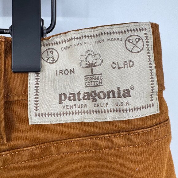 Patagonia men's size 36 were straight fit cut off raw hem worn in brown twill je - Picture 8 of 15
